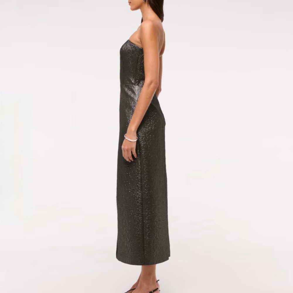 Abercrombie & Fitch Strapless Sequin Black Midi Dress